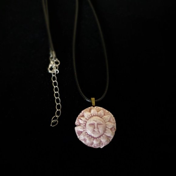 Handmade Ceramic Pink Sun Pendant Necklace, Sol Pendant - Picture 4 of 13